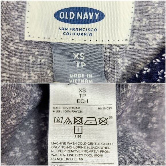 old Navy Long Sleeve Navy Blue Print Mini Dress XS - Picture 12 of 15